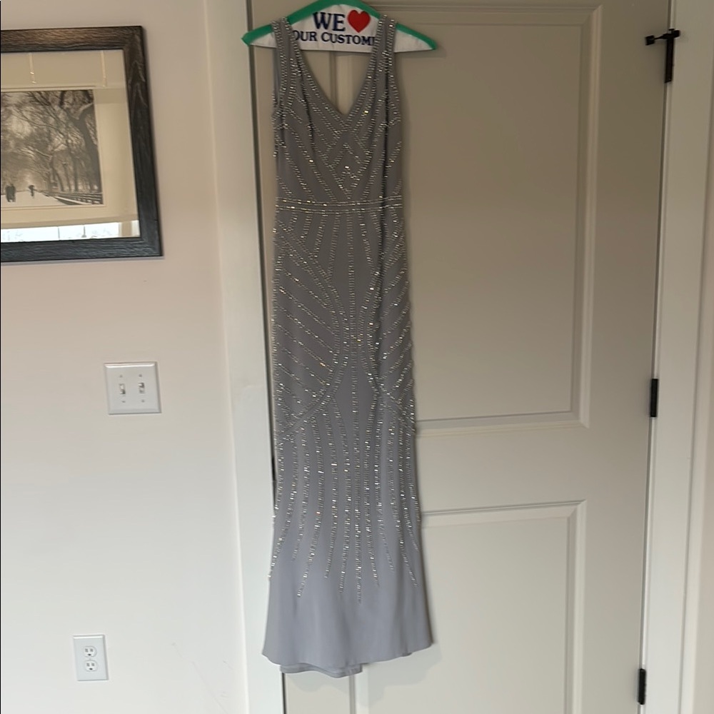 Silver Sequin Maxi Gown for Weddings